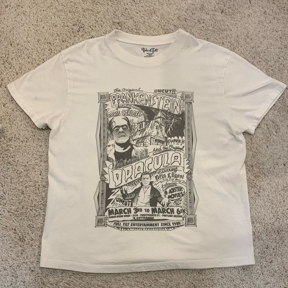 Pacsun White T-Shirt With “Frankenstein” Graphic